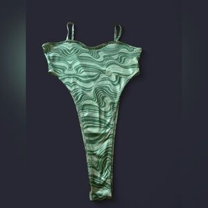 SHEIN Green Swirl Print Bodysuit